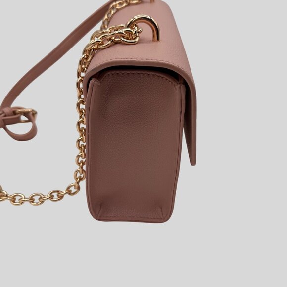 Anne Klein 10" X 6" X 3" Pink Crossbody Bag Faux Leather Gold Chain Flap Bag - Picture 9 of 10